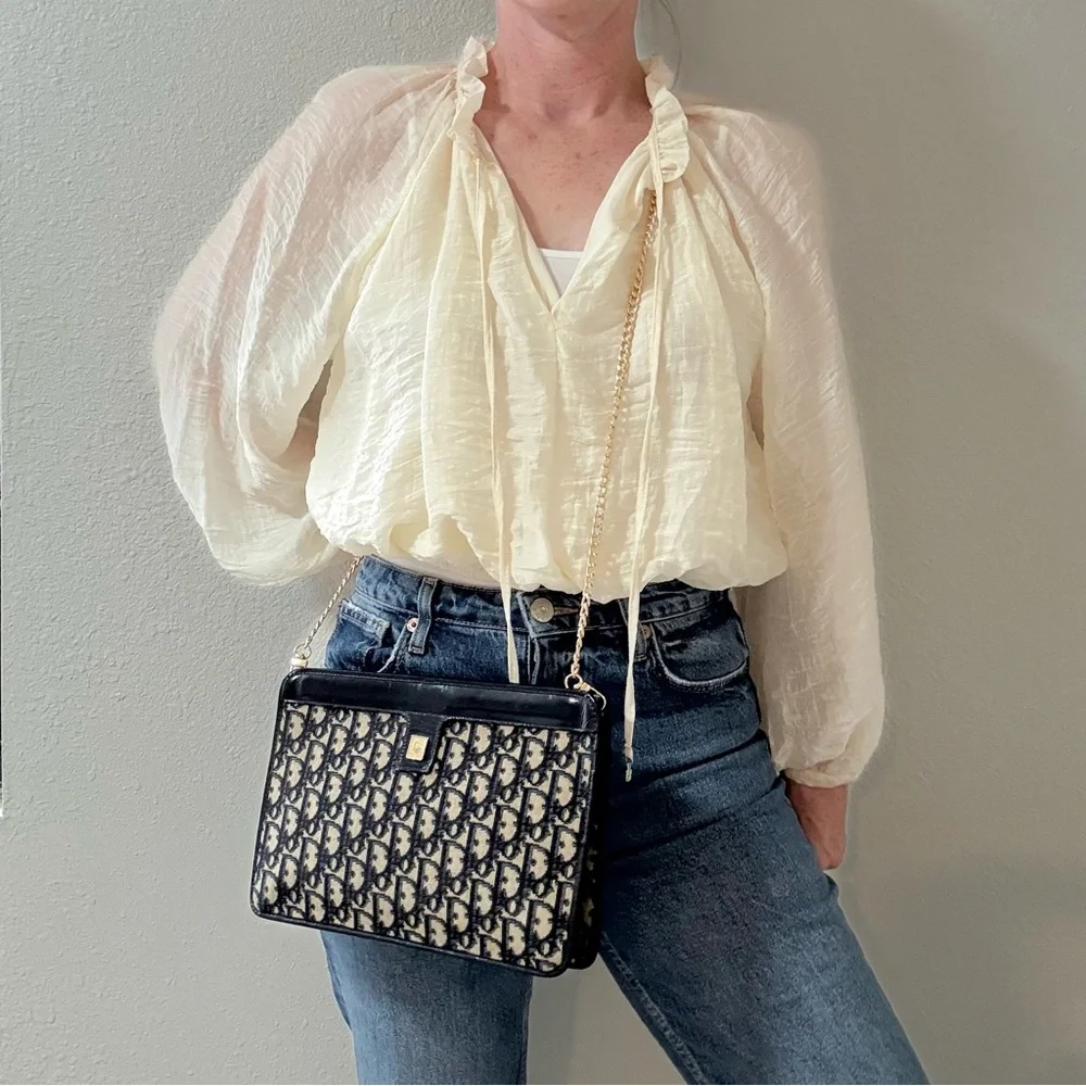 CHRISTIAN DIOR Crossbody Bag Clutch Trotter Canvas Navy Blue - Picture 2 of 12